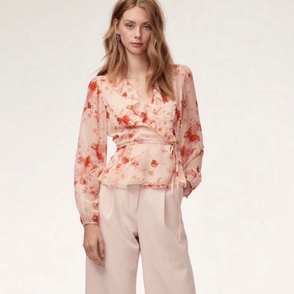 Wilfred Aritzia Nadine Floral Wrap Top Size XXS